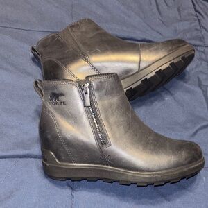 Sorel Black Waterproof  Wedge Ankle Boots